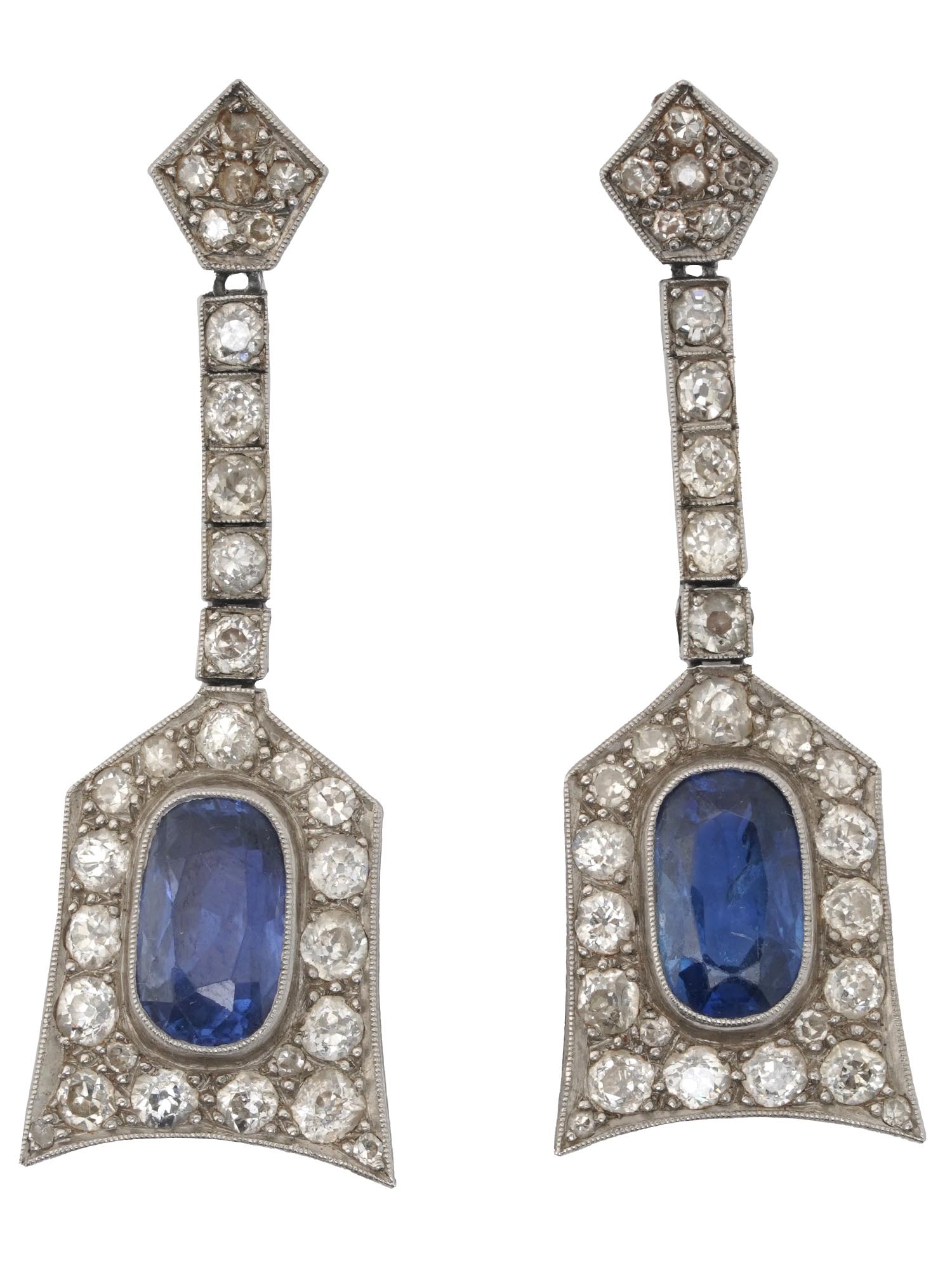 14K WHITE GOLD SAPPHIRE AND DIAMONDS JEWELRY SET PIC-2